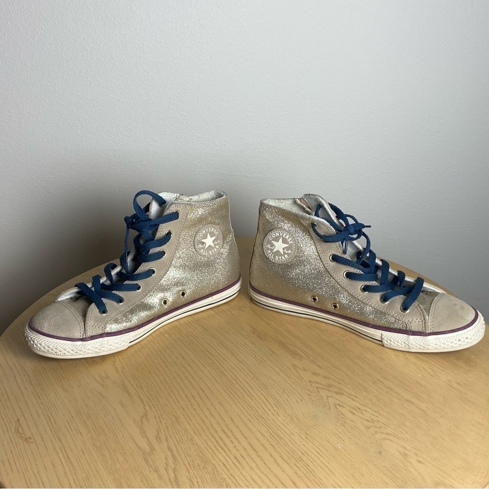 Converse Chuck Taylor All Star High Top Sneaker Shoe Gold Tan Glitter Women's 6 - Picture 4 of 7